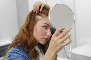 woman getting hair loss treatment clinic | Nutrafol