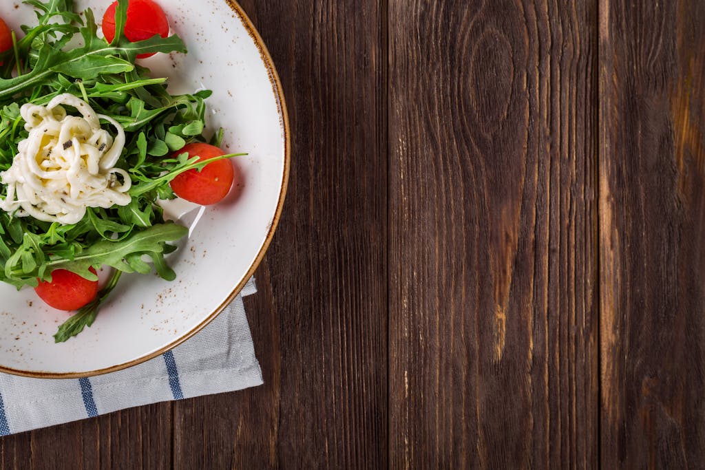 Close-up of Salad on Table | placeholder for 0 calorie foods, 0 calorie foods list, zero calorie foods