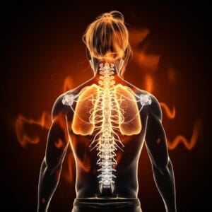 A glowing silhouette of a person with highlighted areas around the upper back and neck (regions of brown fat), overlaid with fiery or warm tones to signify increased metabolism. | 10 Best Supplements to Increase brown Fat