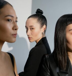 A Woman Wearing Black Leather Jacket | K-Beauty Trends