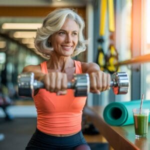 elderly woman with dumbbells | Seniors' "Youth Elixir": 10 Irresistible Smoothies That MELT Belly Fat & Revive Digestion (Secret Recipes!)