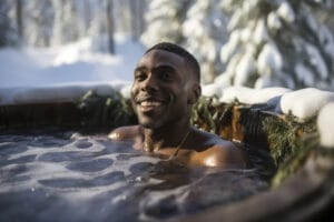 man doing a cold plunge | Ditch the Ice Bath: This 10-Min Hack Builds Muscle Faster & Kills Soreness!