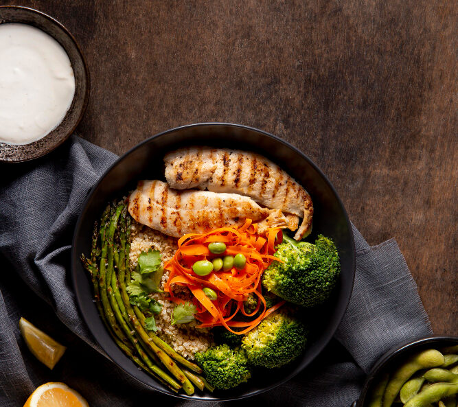 high-protein meal arrangement | A Dietitian’s No-Sugar, High-Protein Spring Meal Plan That’ll Keep You Full for 7 Days