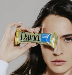 woman holding david bar