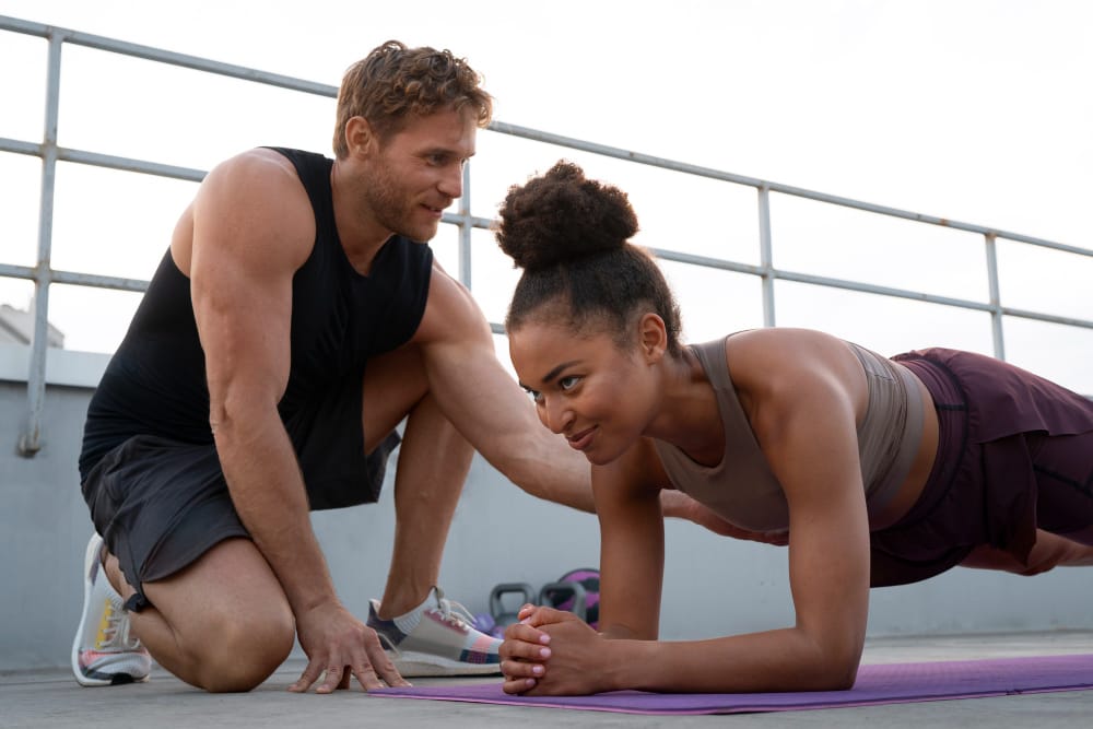couple doing morning workout | Rise & Shred: Your 20-Minute Morning Bodyweight Blast to Torch Calories (Before the Heat Hits!)