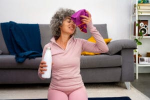 elderly woman doing home workout | Creatine for Youth & Muscle? My 30-Day Experiment (The Shocking Truth!)