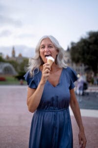 elderly woman eating ice-cream | She’s 80, Eats Ice Cream Daily, and Has Perfect Blood Work—Her Longevity Secrets Defy Everything