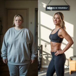 woman's weight loss before and after