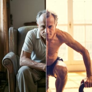 split image of senior man