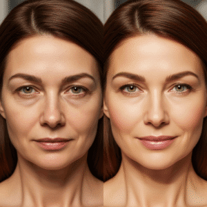 before and after aging skin