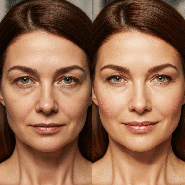 before and after aging skin