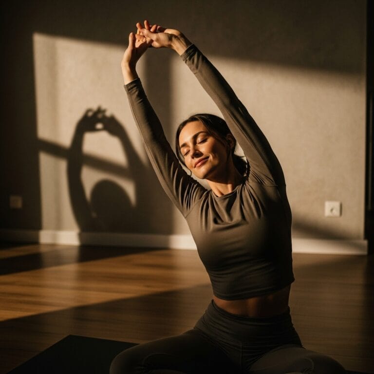 woman doing yoga indoors