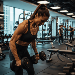 toned fit woman in the gym.