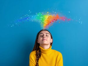 woman with colorful mind adhd