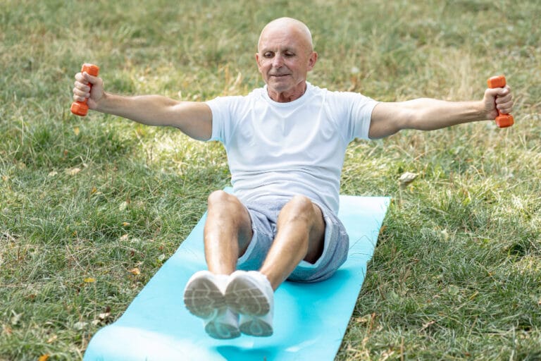 elderly man exercising outdoors