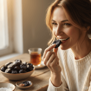 woman eating prunes