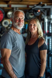 fit senior couple in gym