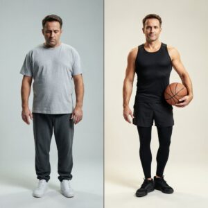 Before and after of a dad's weight loss journey